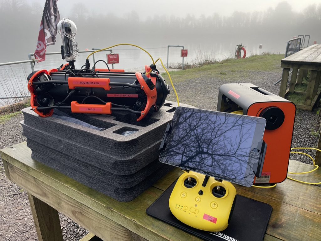 ROV and control equipment prepared beside the water