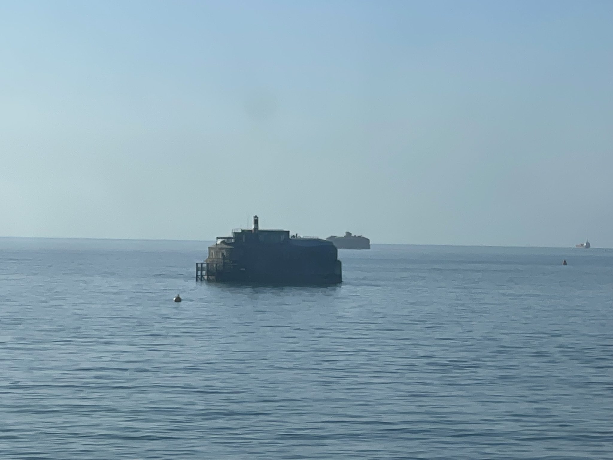 Open water and coastal structure viewed during ROV field operations